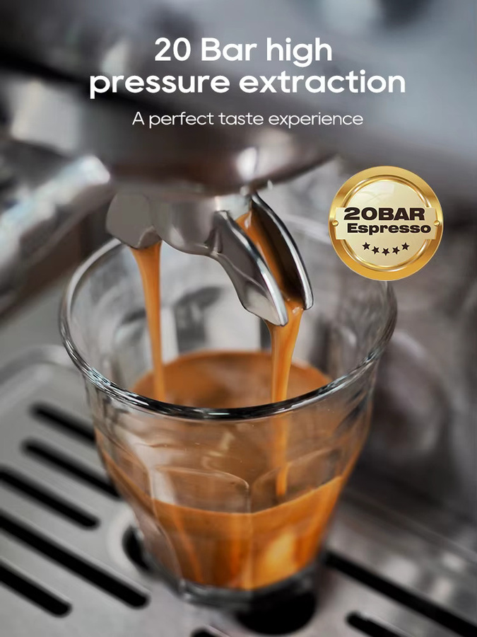 HiBREW H10A Espressomaschine in Schwarz mit Pre-Infusion und verstellbarem 58-mm-Siebträger für Cappuccino und Kaffee - Bild 4