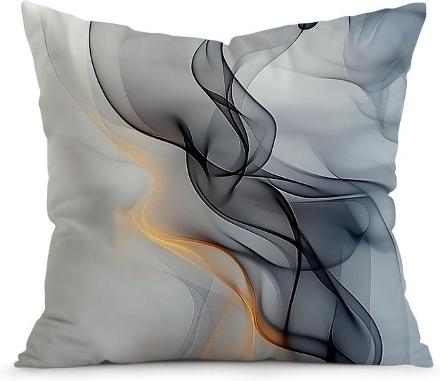 Dekorativer Kissenbezug von JMG Clothing in Schwarz Gold Grau, gewebtes Polyester-Wurfkissen für dein Sofa, B/T/H: 45 x 45 x 45 cm - Bild 1