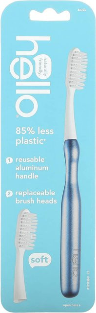 Hello Aluminiumzahnbürste, blau, 1 Zahnbürste und 1 auswechselbarer Bürstenkopf - Bild 1