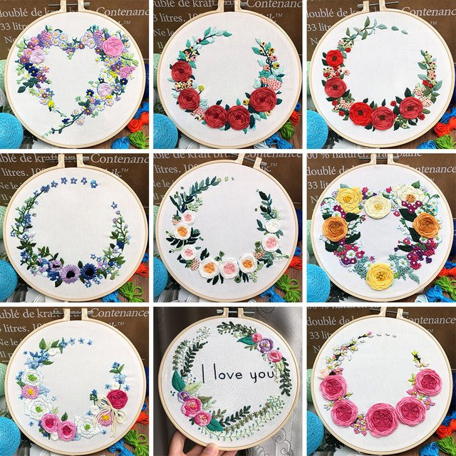 DIY Blumen Pflanzen Stickerei Set für Anfänger mit Handarbeit Werkzeugen in Multicolour - Bild 1