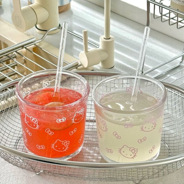Keeppley Hello Kitty Glasbecher Tumbler in Transparent und Weiß für Kaffee, Milch oder Saft - Bild 1