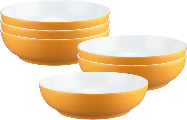 Seltmann Weiden Liberty Pure Colors Foodbowls aus Porzellan, Gelb, 6er Set, Durchmesser: 25 cm - Bild 1