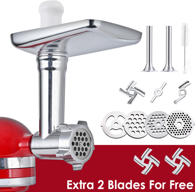 KitchenAid Fleischwolfaufsatz aus Aluminiumlegierung in Silber mit 17 Zubehörteilen für Standmixer - Bild 1