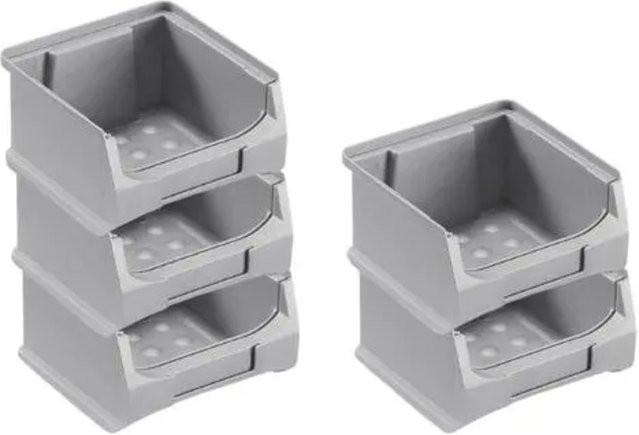 PROREGAL SparSet 5x Sichtlagerboxen Grau, stapelbar mit Griffen, Volumen: 0,4 Liter, H x B x T: 6 x 10 x 10 cm - Bild 1