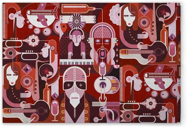 Tadessi Leinwandbild M1-No.50937 Pop Art Abstrakt in Rot, Pink und Multicolour, Höhe: 60 cm, Breite: 40 cm - Bild 1