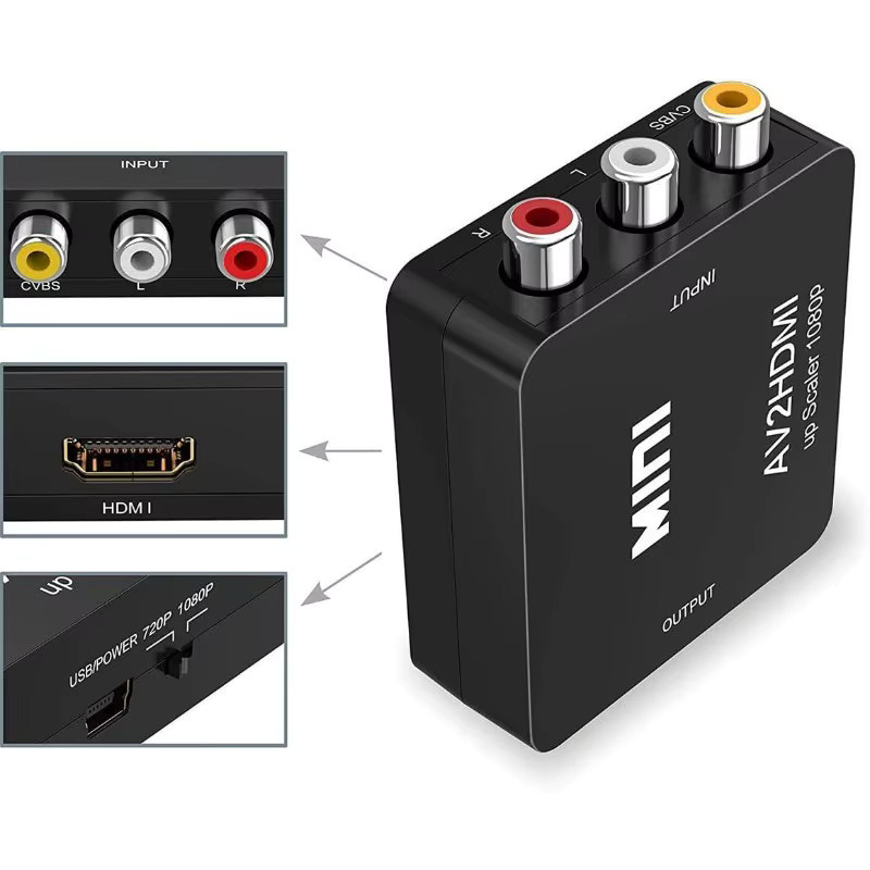 RCA zu HDMI Konverter AV zu HDMI Adapter für 1080P Full HD in Schwarz mit USB-Ladekabel unterstützt PAL und NTSC - Bild 5