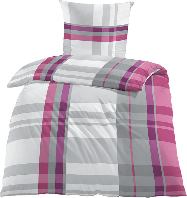Dreamtex Aloe-Vera Jersey Bettwäsche Karo Multicolour B/H: 135 x 200 cm mit 2 Kissen 80 x 80 cm aus 100% Baumwolle - Bild 1