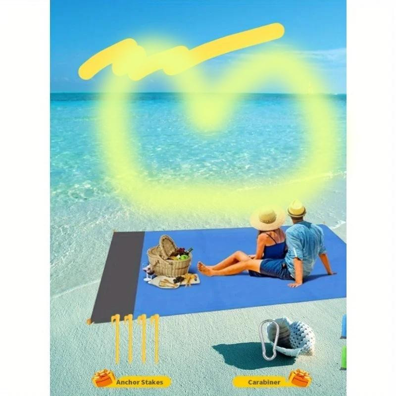 Wasserdichte und robuste Picknickdecke als faltbares Outdoor Strandmatte und Campingteppich Set - Bild 3