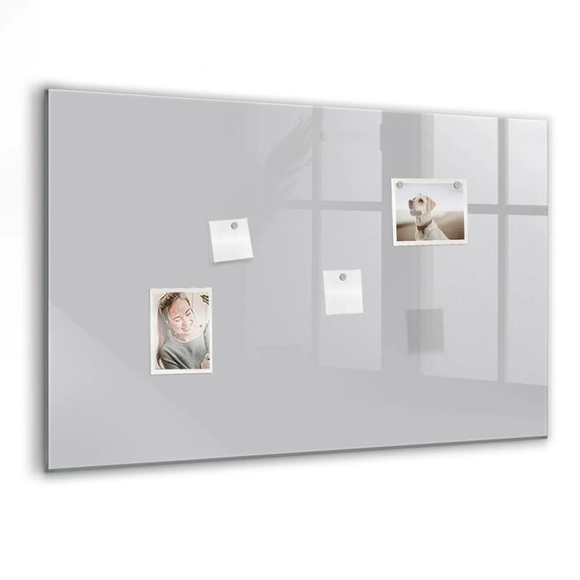 Tulup Glasmagnettafel in Hellgrau, beschreibbare Magnettafel aus Glas für die Wandmontage, B: 90 cm, H: 60 cm - Bild 1