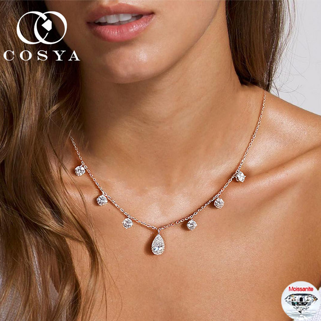 COSYA Halskette, 925 Silber, Gold, Moissanite, Diamant, Damen - Bild 1