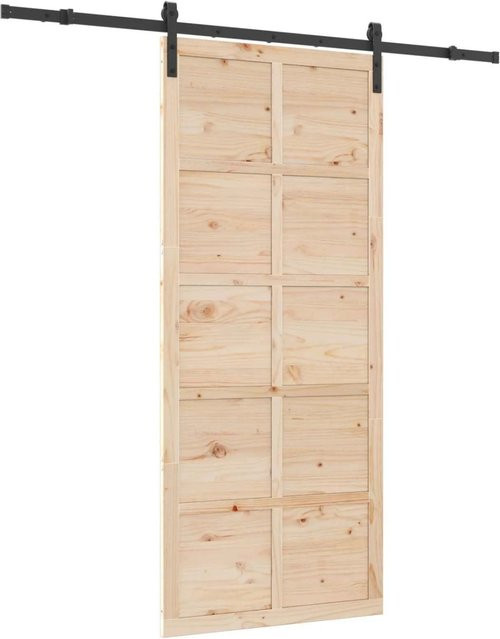 vidaXL Schiebetür aus massivem Kiefernholz in Braun, modern, B: 100 cm, H: 208 cm - Bild 1