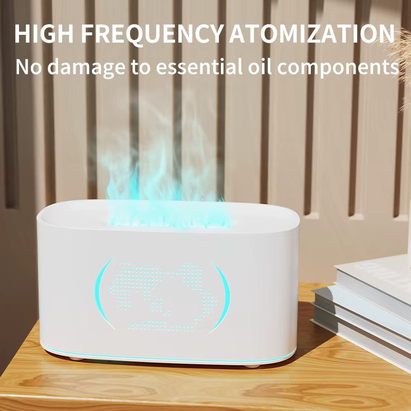 Aroma Diffusor und Luftbefeuchter mit buntem Farbverlauf und Flammen-Effekt, USB-betrieben, Weiß/Multicolor - Bild 3