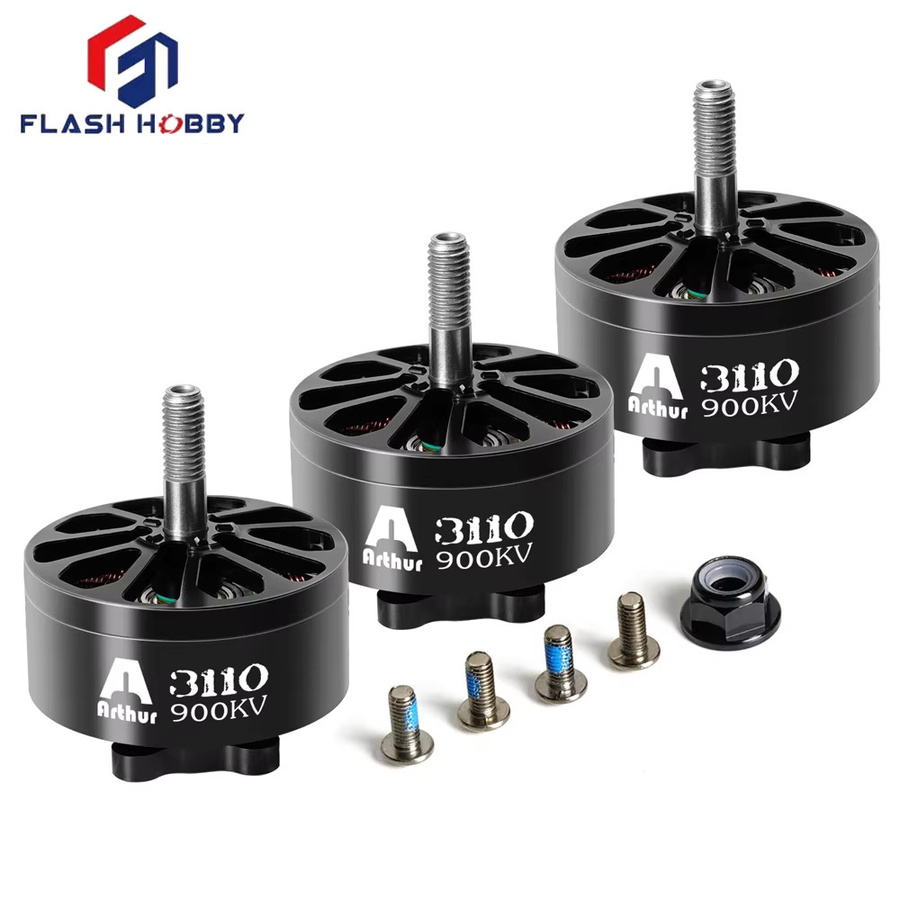 FlashHobby Arthur A3110 900KV Bürstenloser Motor, 4-teiliges Set, Metall, Schwarz - Bild 3