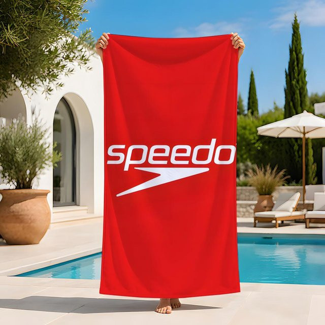 S-Speedo Strandtuch aus Mikrofaser, sandfrei und schnell trocknend, Weiß/Rot - Bild 1
