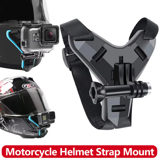 Motorrad Helm Kinnhalterung für GoPro und Action Kameras in Schwarz - Bild 1