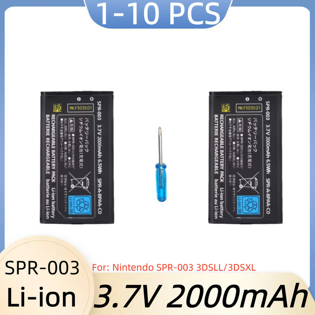 SPR-003 Ersatzakku für Nintendo 3DS XL und 3DS LL mit 2000 mAh Kapazität, Li-Ion Akku in Schwarz inklusive Schraubendreher-Set - Bild 1