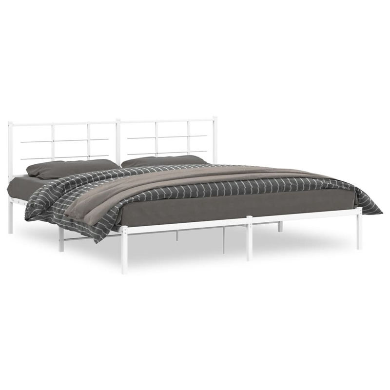 Vidaxl Metall-Bettgestell mit Kopfteil in Weiß, B/T: 200 x 200 cm - Bild 2