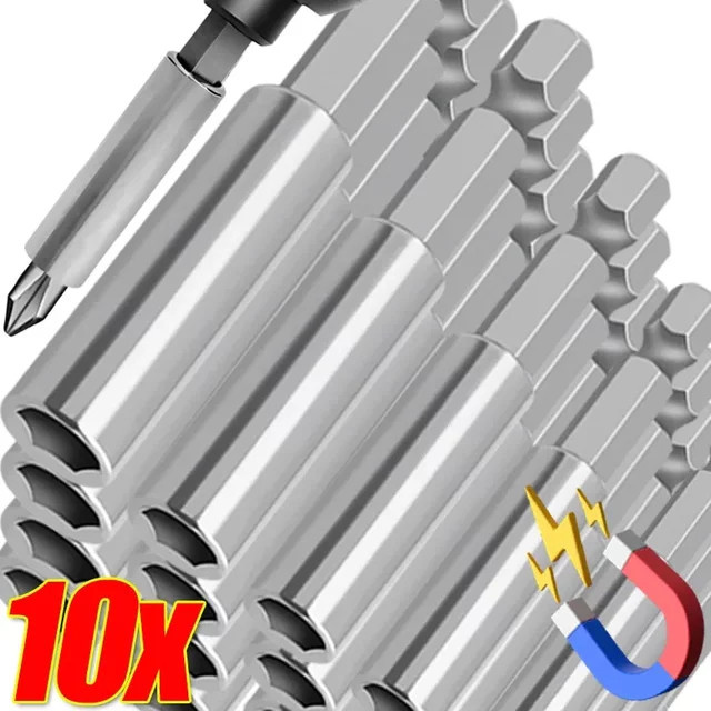 Magnetische Schraubendreher-Verlängerungsstange mit Sechskantgriff aus Kohlenstoffstahl in Silber - Bild 1