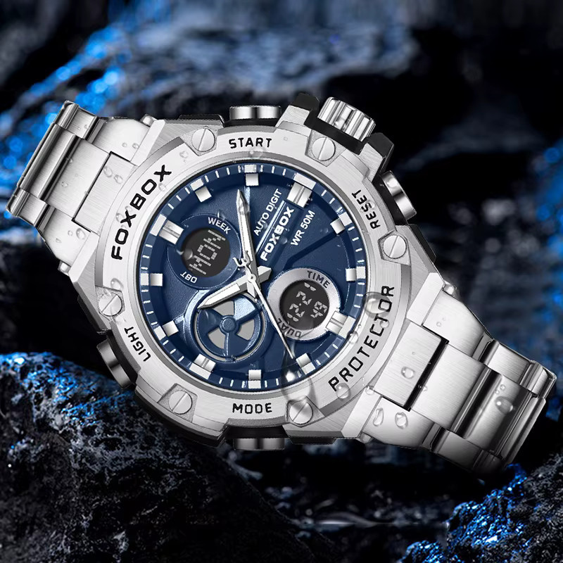 LIGE Digitaluhr, Chronograph, Quarz, Edelstahl, Herren - Bild 2