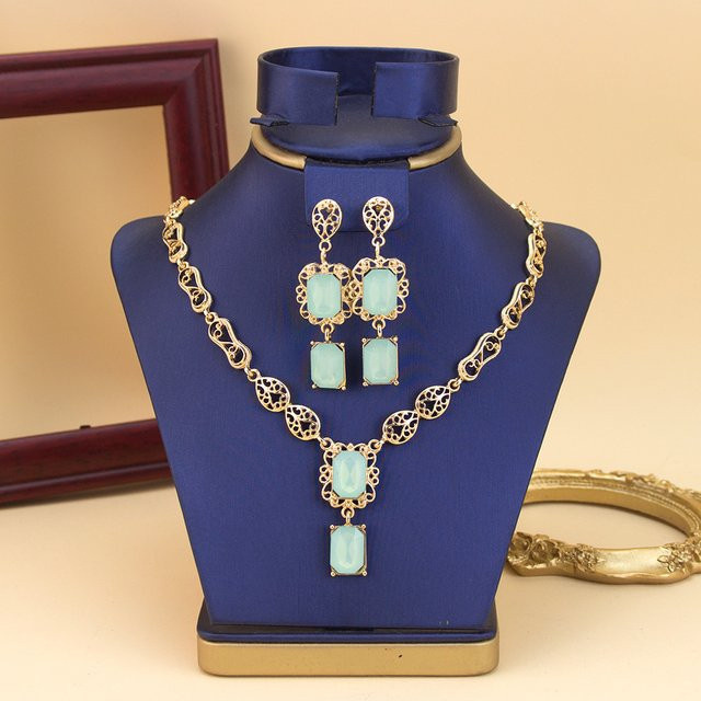 Sunspicems Schmuck-Set Halskette, Ohrringe, Kristall, Gold, Damen - Bild 1