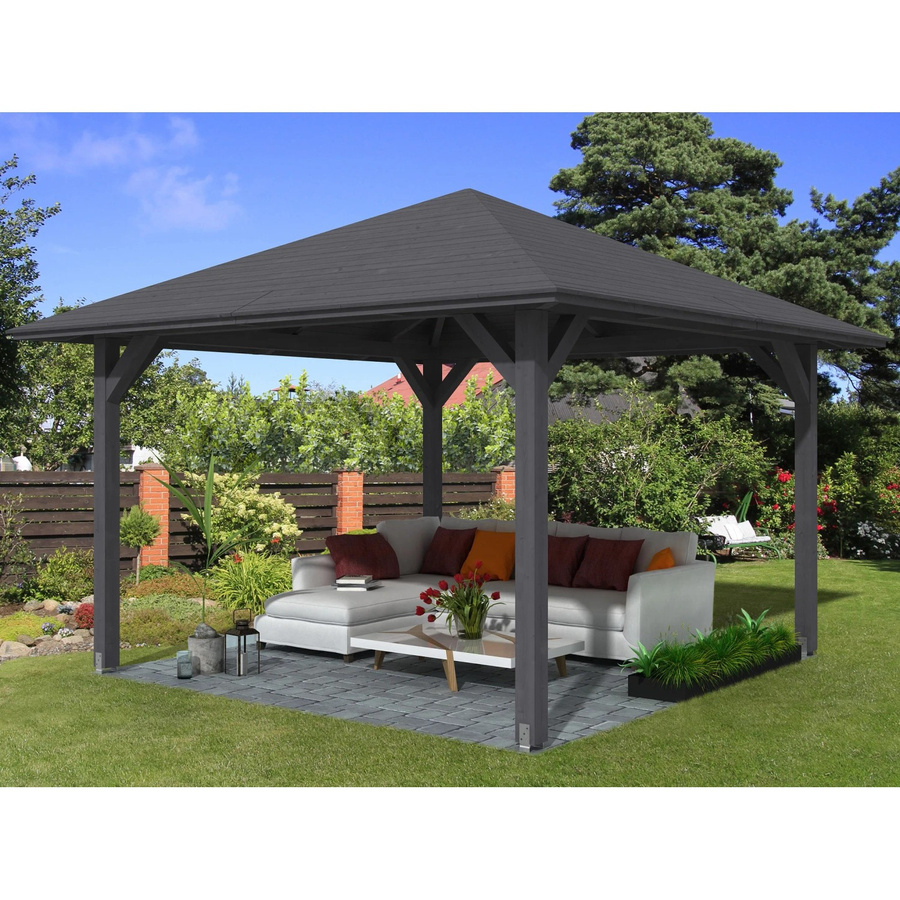 Skan Holz Pavillon Cannes 2 aus Fichtenholz in Schiefergrau, B/T/H: 439 x 439 x 329 cm - Bild 2