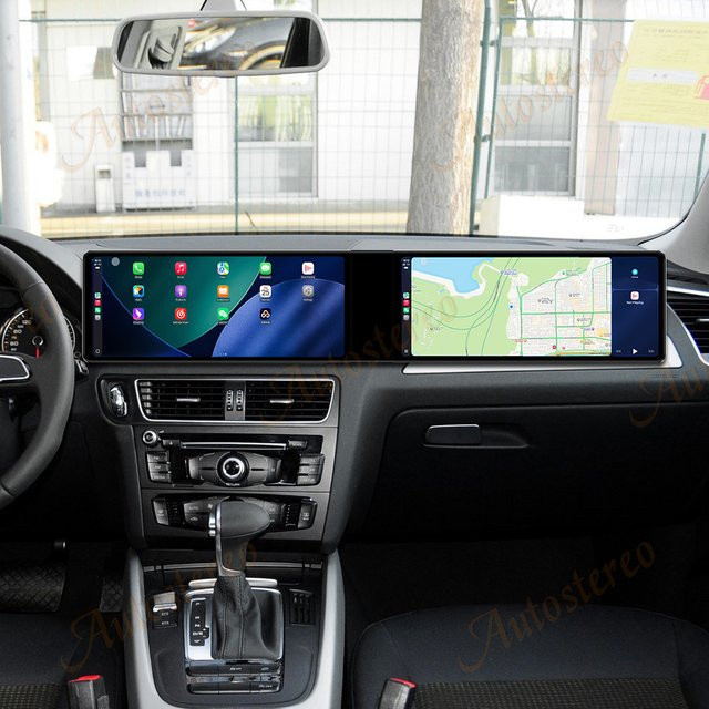 ZWNAV Dual Screen Android 14 Auto Radio mit Carplay und GPS Navigation für Audi Q5 2008-2016 in Schwarz - Bild 1