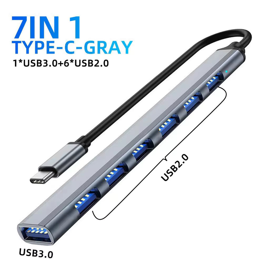 Lieve USB Hub Typ C mit 7 Ports, USB 3.0 und 2.0 sowie USB-C PD für Hochgeschwindigkeits-Datenübertragung an PC, Laptop und MacBook - Bild 2