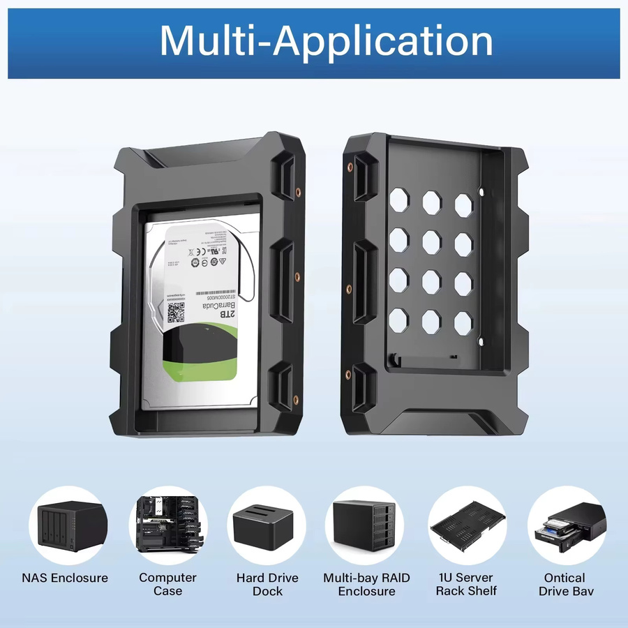 EJAY Festplatten-Caddy für 2,5 bis 3,5 Zoll, SATA 3.0, unterstützt HDD und SSD, Schwarz - Bild 3