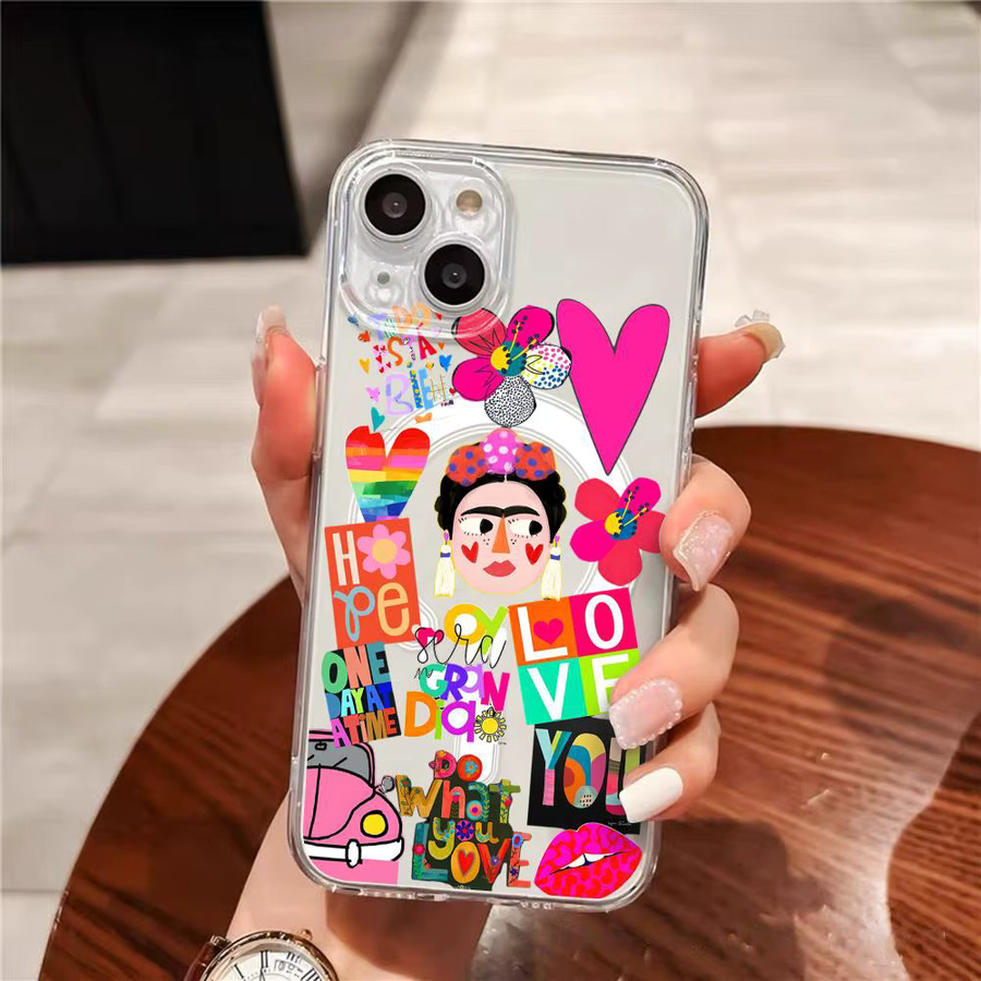 Frida Kahlo Design Handyhülle für iPhone 12 bis 17 Pro Max Plus, magnetische transparente Schutzhülle in Kristallklar - Bild 3