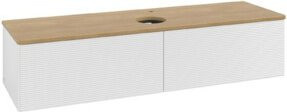 V&B Waschtischunterschrank Antao mit Frontstruktur, Eiche Honig und Weiß Lack, B: 160 cm, T: 50 cm - Bild 1