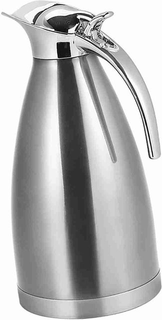 KaiSai Edelstahl-Thermokanne doppelwandig vakuumisoliert für Kaffee und Tee, Farbe: Silber/Beige, Volumen: 2 l - Bild 1