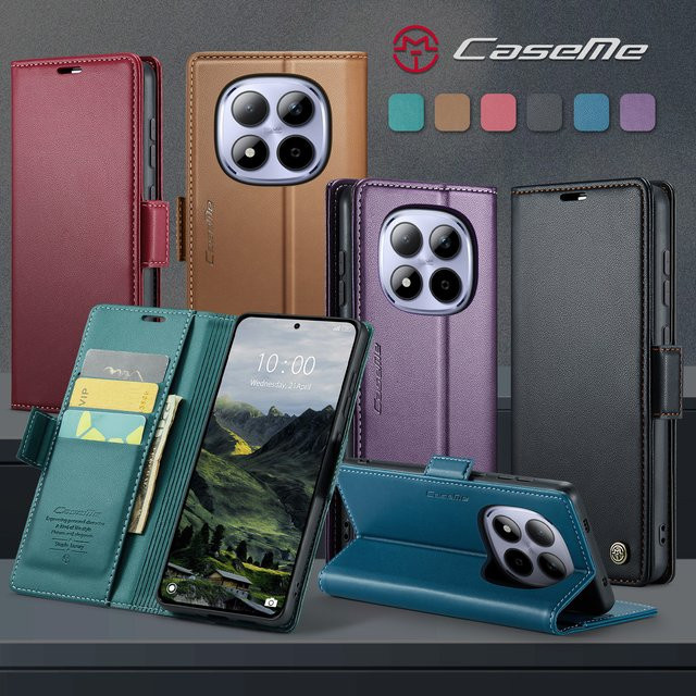 CaseMe Magnetische PU-Lederhülle mit Kartenhalter für Xiaomi Redmi Note 15 Pro 4G 5G und Redmi Note 15 Pro Plus in Lila - Bild 1