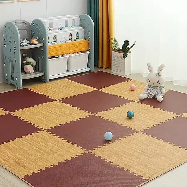 DHDH Puzzle-Bodenschaumteppich in Holzoptik, wasserdichte und rutschfeste Spielmatte für Babys und Kinderzimmer, B/T/H: 30 x 30 x 8 cm - Bild 1