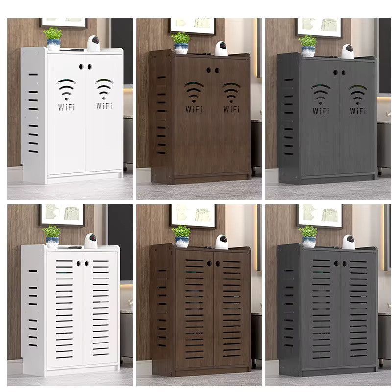 LEWEN Router-Regal Bodenstehendes Aufbewahrungsregal in Weiß Matt mit Rückwand für Wohnzimmer und Schlafzimmer B/T/H: 60,0 x 50,0 x 25,0 cm - Bild 4