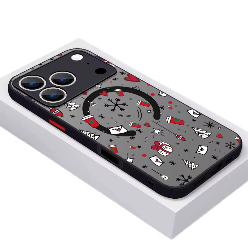 MOESOE Magnetische iPhone Schutzhülle mit Weihnachtsmuster, stoßfeste Magsafe kompatible Abdeckung in Schwarz und Multicolour - Bild 4
