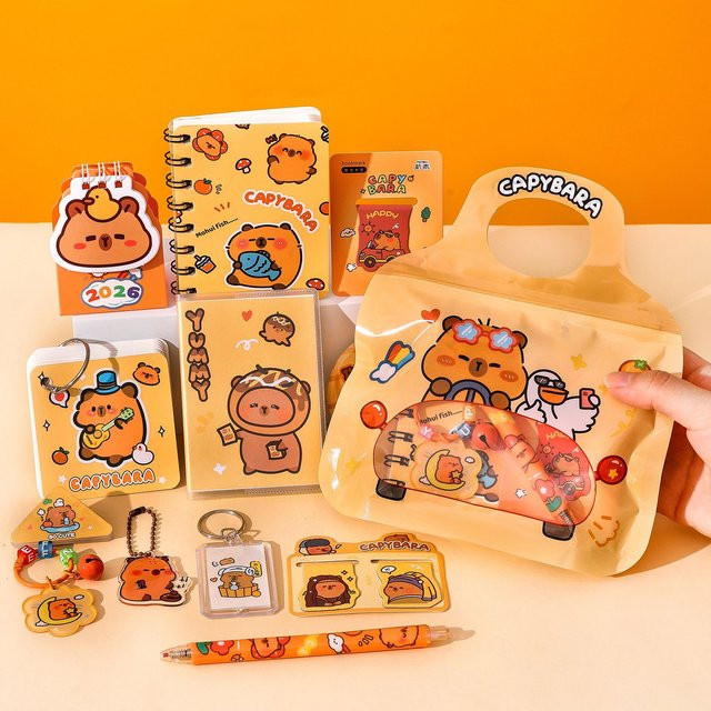 Capybara Schreibwaren-Geschenkset für Kinder aus Kunststoff - Bild 1