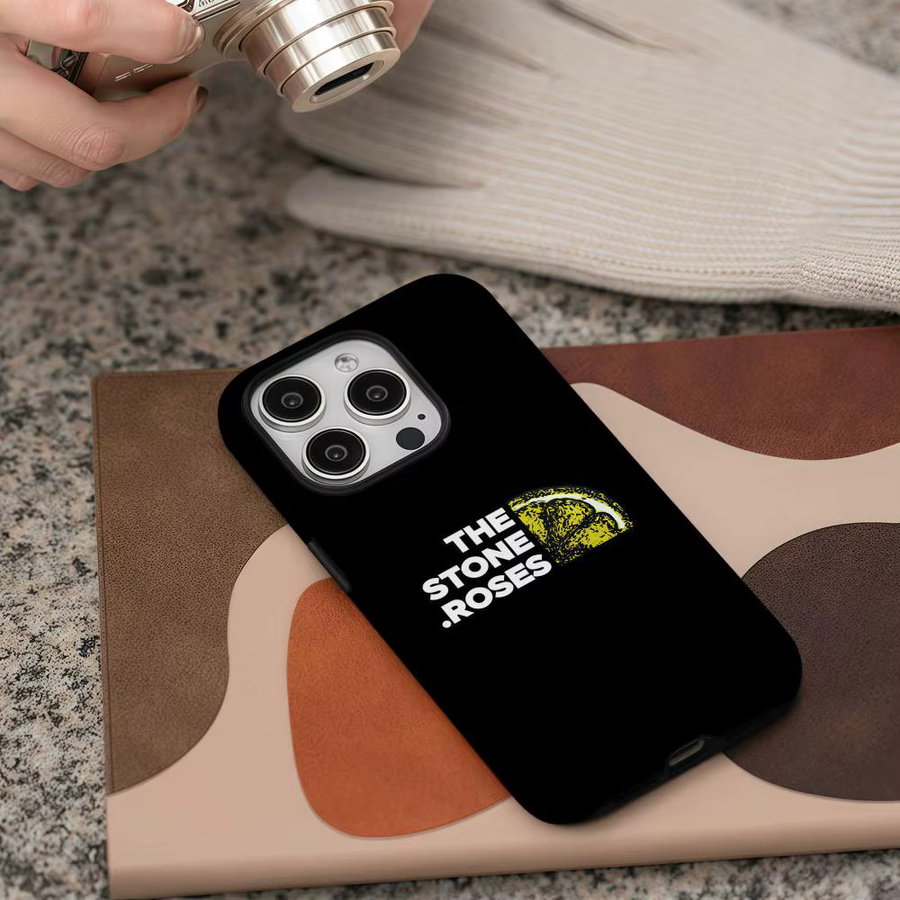 S-Stone Roses Handyhülle für iPhone 17 16 15 14 13 12 Pro Max Plus mit glänzender HD-Doppelschicht-Flüssigkeitshartschale in Schwarz und Weiß - Bild 4