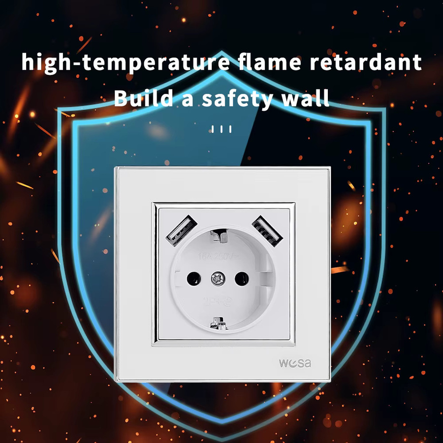 WESA USB-Steckdose mit geschliffener Acrylplatte in Weiß, flammhemmend, 250 V, EU-Standard - Bild 3