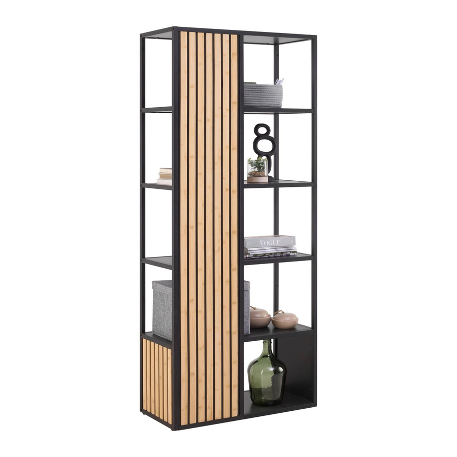 Mömax Regal Panelo in Naturfarben und Schwarz, modernes Standregal für dein Wohnzimmer, B/T/H: 75 x 34 x 175 cm - Bild 2