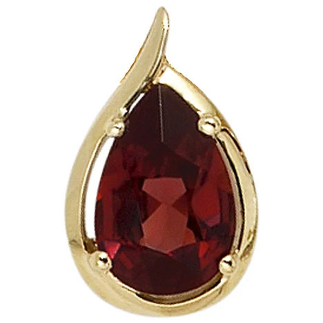 Colfem Anhänger Tropfen, 585 Gelbgold, Granat rot, Unisex - Bild 1