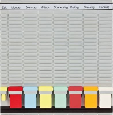 FRANKEN T-Kartentafel 7-Tage Wochenplaner Grau, B: 47,4 cm, H: 49 cm, 7 Träger + 1 Index, 20 Schlitze, PV1020 - Bild 1