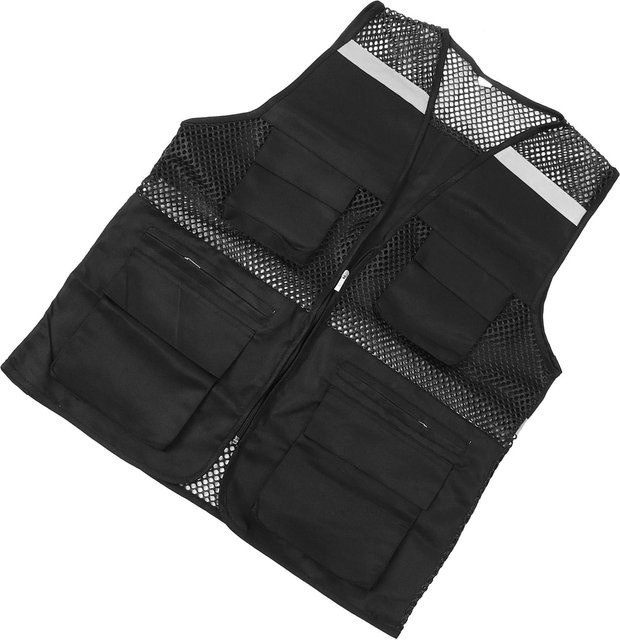 Reflektierende Sicherheitsweste für Damen und Herren in Schwarz mit Mesh-Design und mehreren Taschen - Bild 1