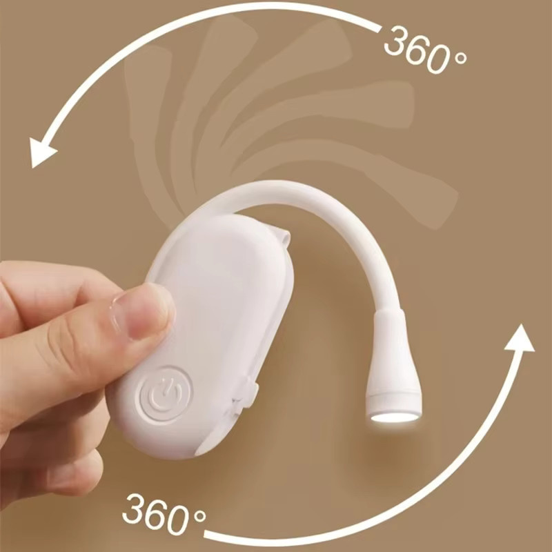 Lyfs Tragbare LED Clip-On Leselampe mit USB-Ladefunktion, Dimmbar und 360 Grad Schwenkbar, Weiß - Bild 3