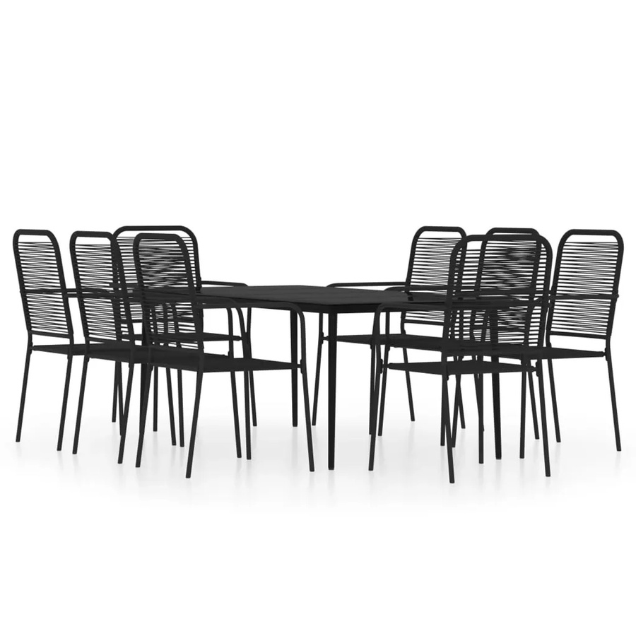 vidaXL 9-teilige Garten-Essgruppe aus Stahl und Glas in Schwarz - Bild 2