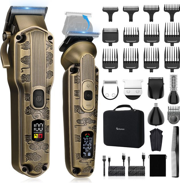 Scttomon Haarschneider, elektrischer Trimmer, 2-teiliges Set, Gold - Bild 1