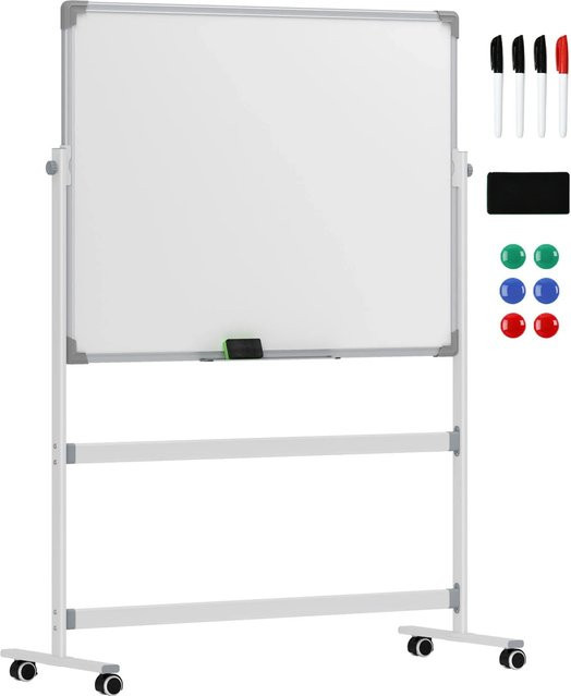 HOMCOM Mobiles Whiteboard aus Aluminiumlegierung und verzinkter Platte in Weiß, B: 127 cm, T: 50 cm, H: 165 cm - Bild 1