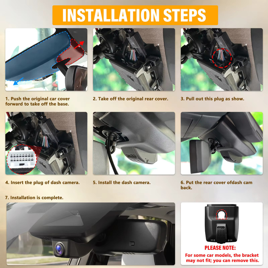 Podofo 4K Dashcam 2160P Video Auto-Blackbox für Lexus RX 2023-2025 & RX Hybrid 350 in Schwarz mit WLAN-App und Schleifenaufnahme - Bild 2