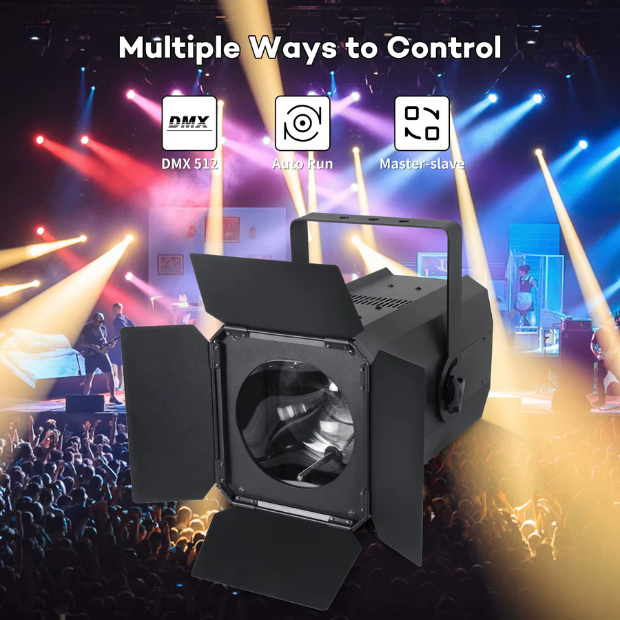 U'King 4er Set 200W COB LED Par Licht mit DMX512, Linear Zoom und Barn Doors in Schwarz für DJ, Konzert und Party - Bild 4