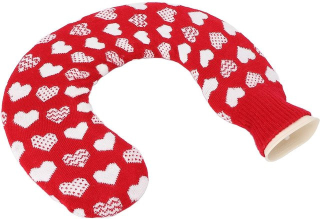 GoolRC U-förmige Wärmflasche mit weichem Strickbezug für Nacken und Schultern, Rot, 1l - Bild 1