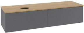 V&B Waschtischunterschrank Antao mit Frontstruktur in Anthrazit und Eichenoptik, B/T: 160 x 50 cm - Bild 1